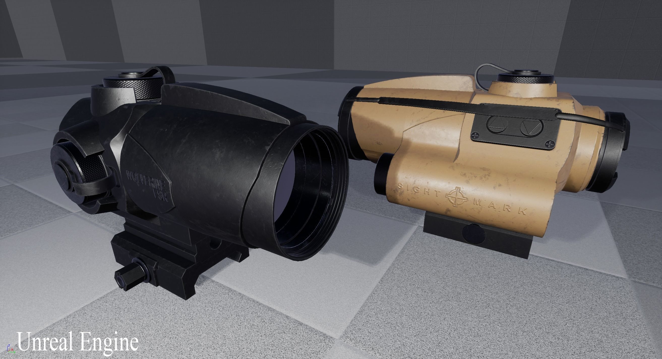 Sightmark Wolverine Scope FSR 1x28 Low-poly 3D model_14