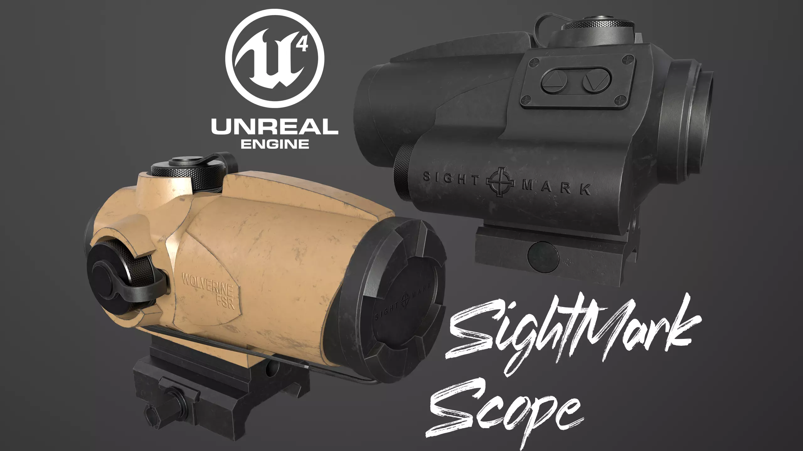 Sightmark Wolverine Scope FSR 1x28 Low-poly 3D model_0