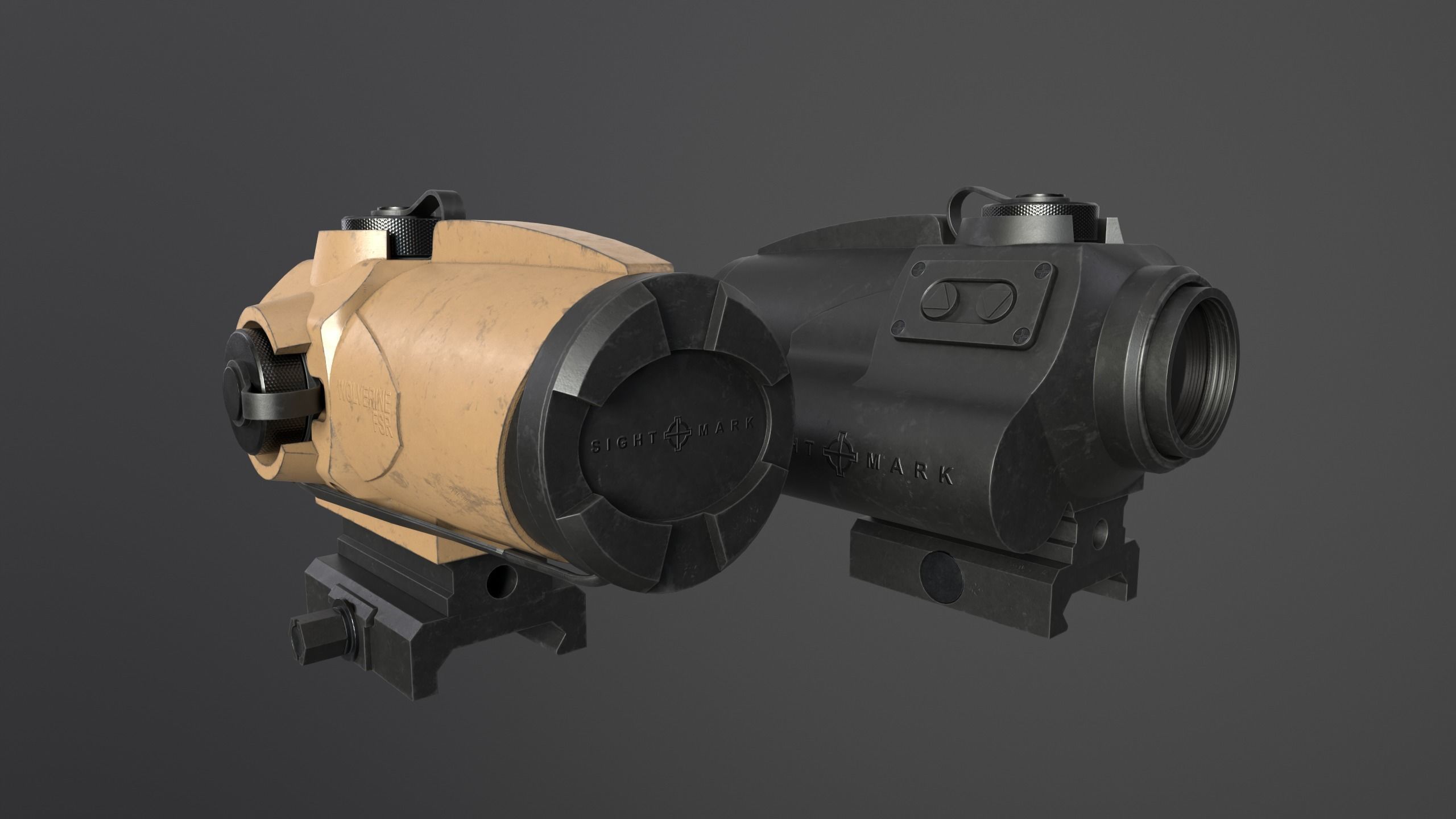 Sightmark Wolverine Scope FSR 1x28 Low-poly 3D model_6