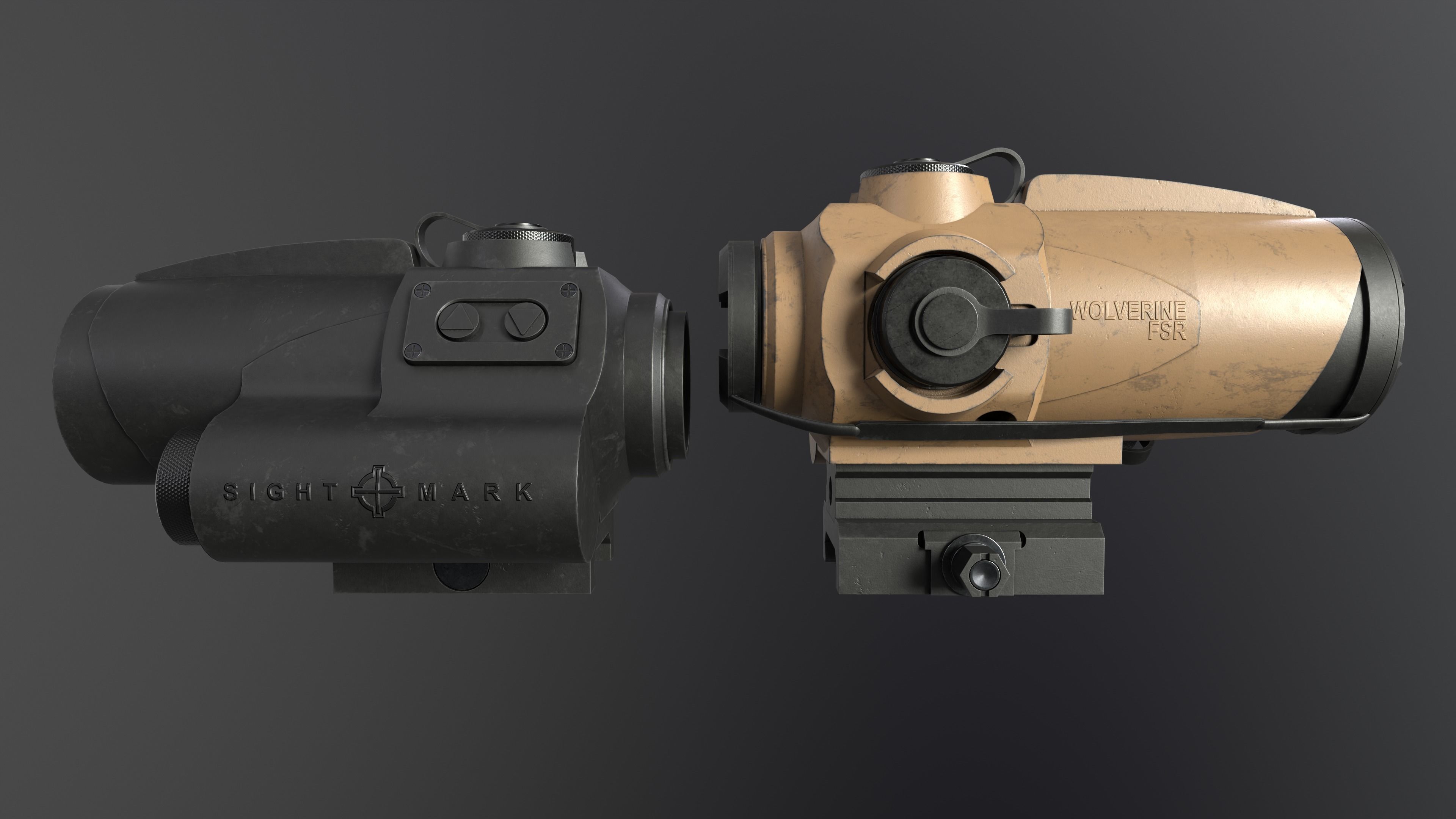 Sightmark Wolverine Scope FSR 1x28 Low-poly 3D model_5