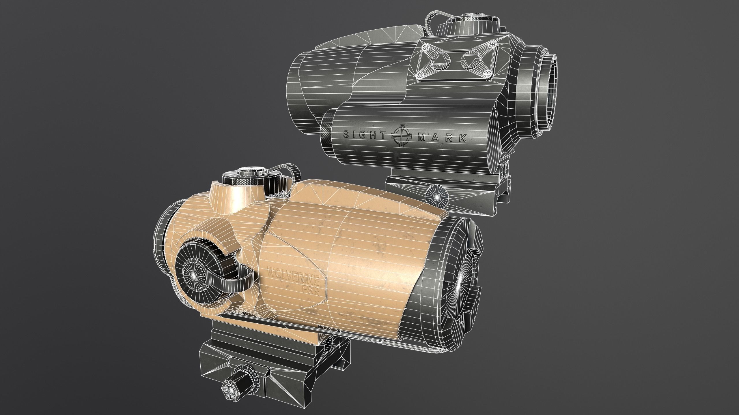 Sightmark Wolverine Scope FSR 1x28 Low-poly 3D model_16