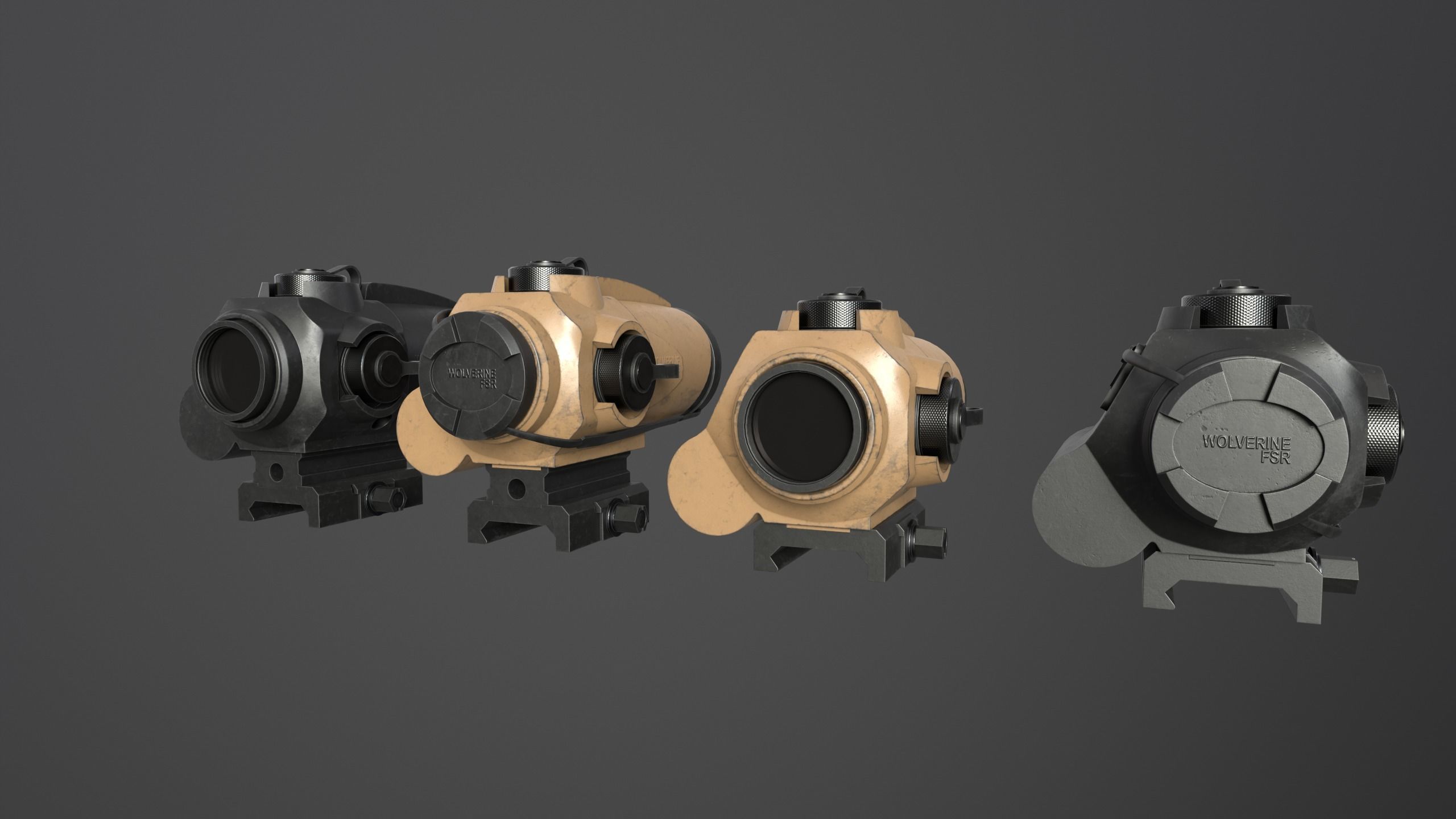 Sightmark Wolverine Scope FSR 1x28 Low-poly 3D model_10