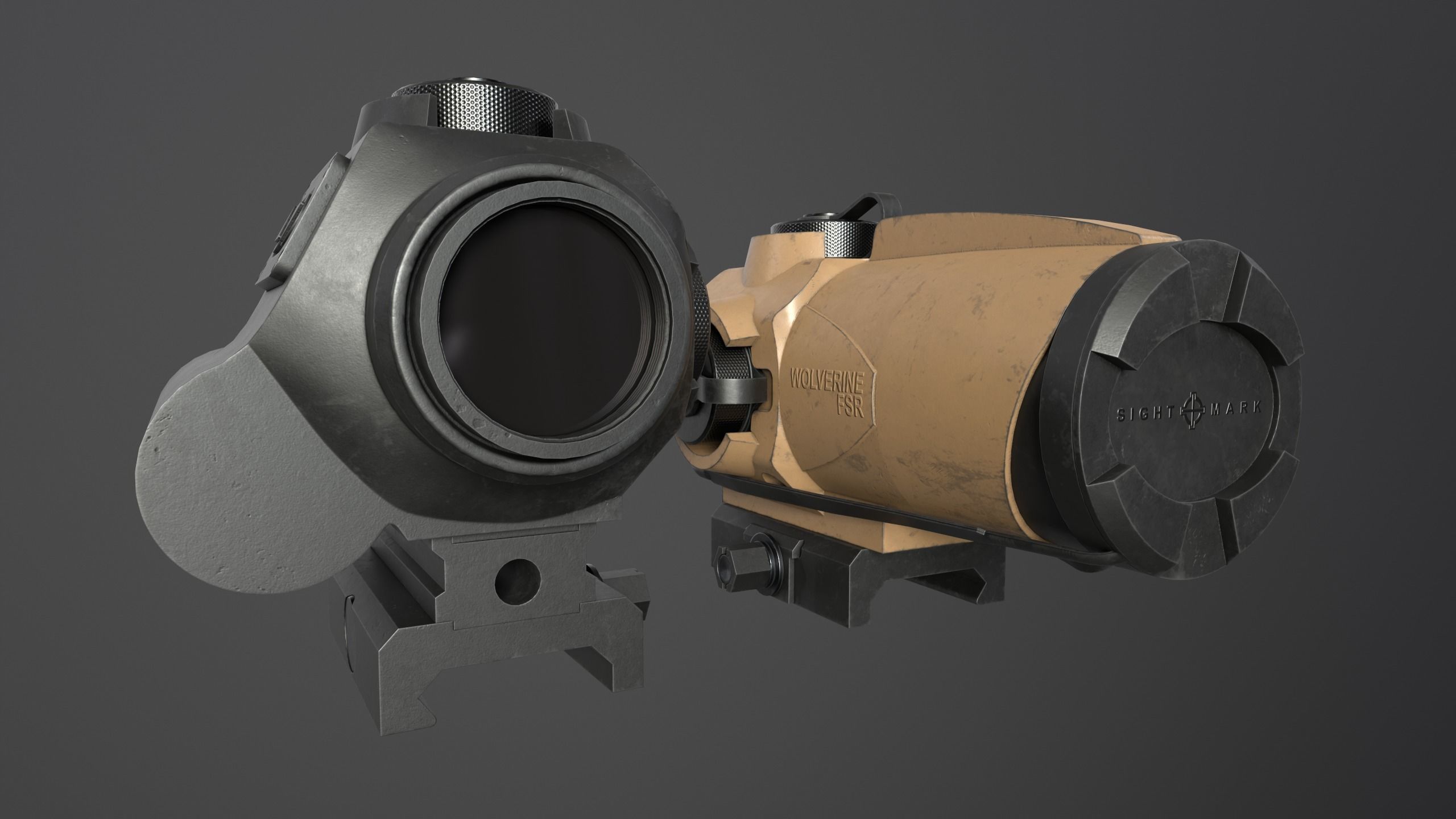 Sightmark Wolverine Scope FSR 1x28 Low-poly 3D model_3