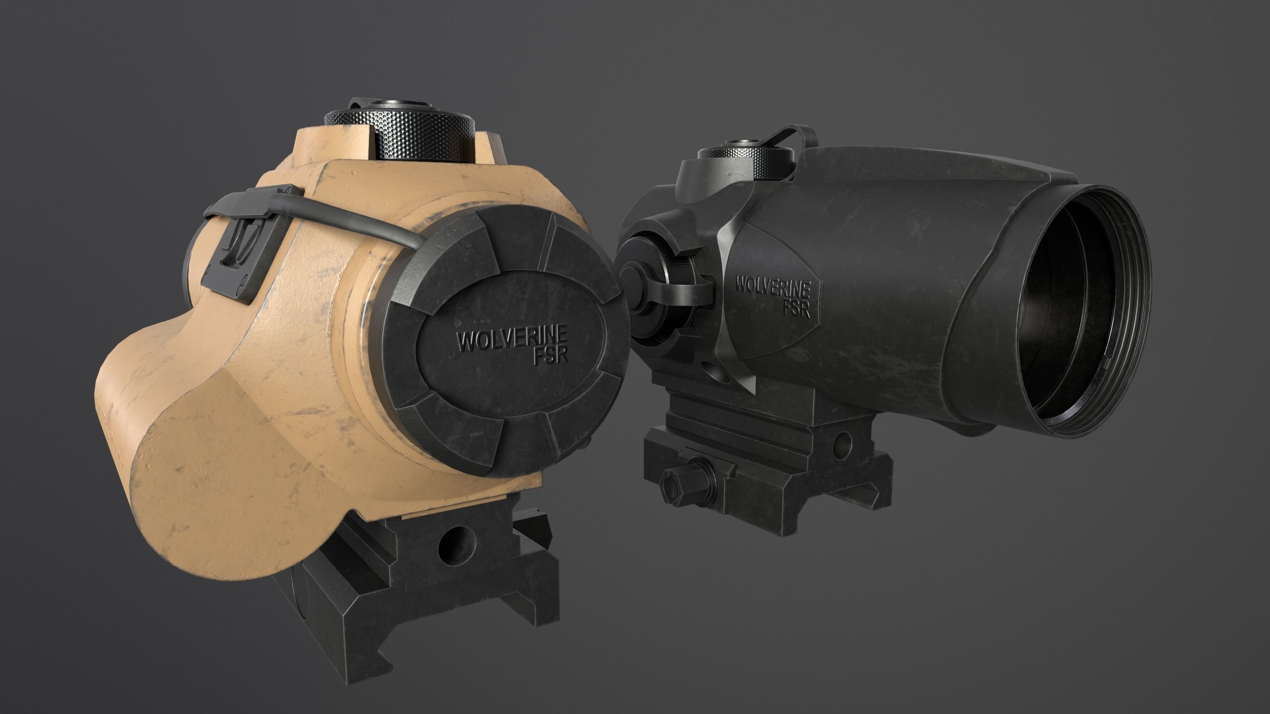 Sightmark Wolverine Scope FSR 1x28 Low-poly 3D model_4