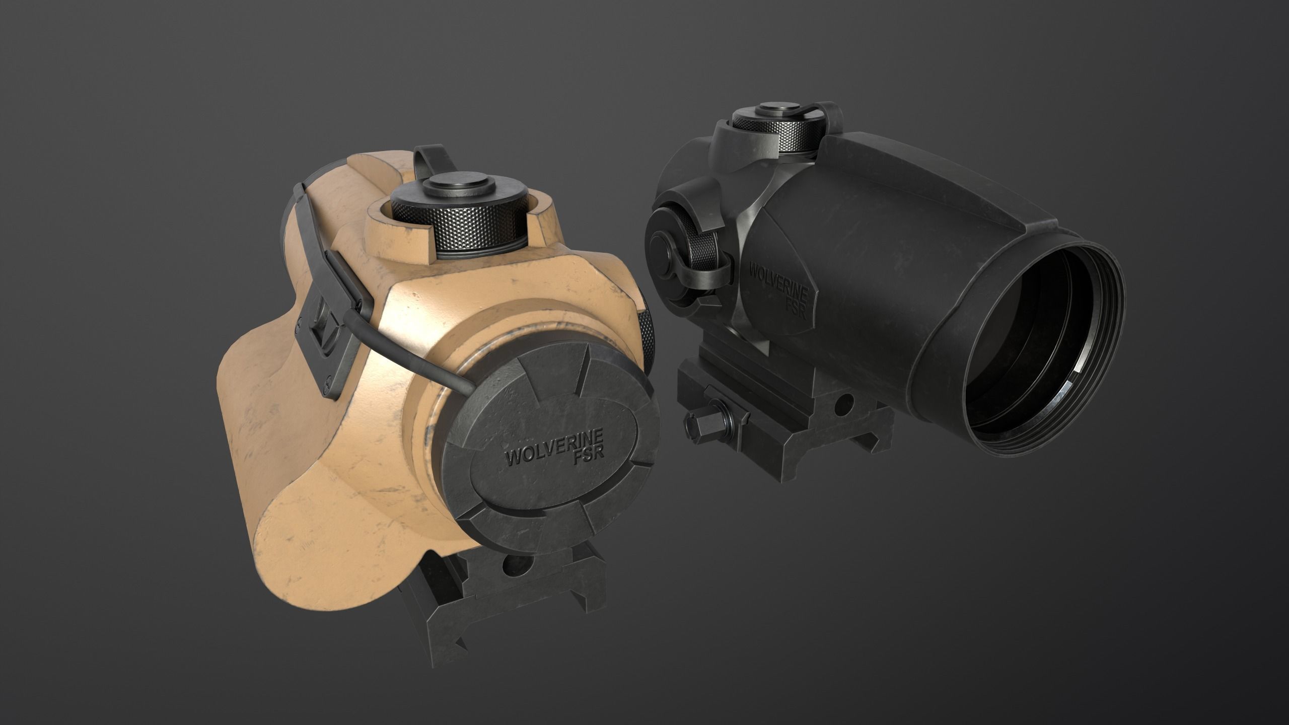 Sightmark Wolverine Scope FSR 1x28 Low-poly 3D model_7