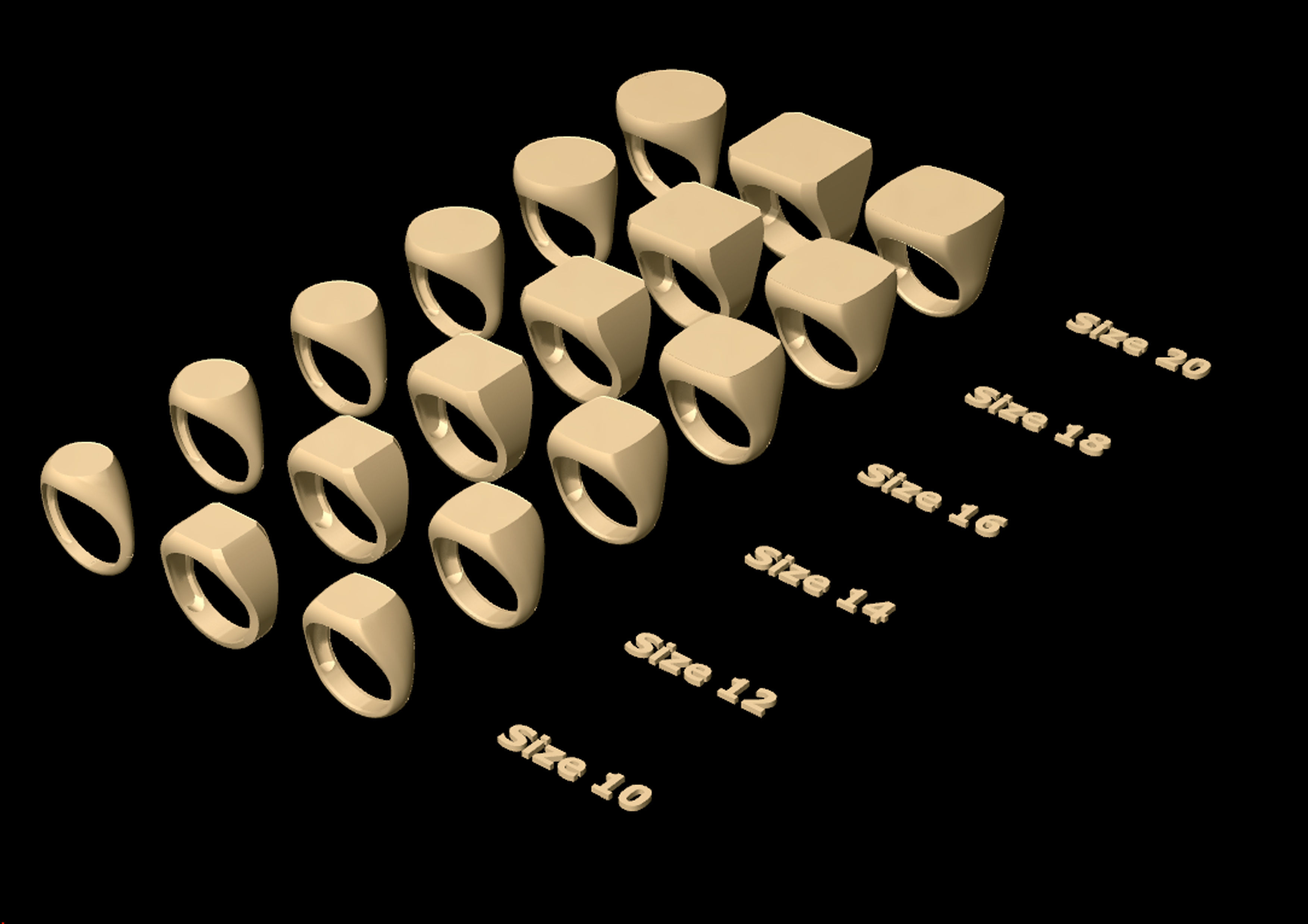 Simple ring collection 3D print model_2