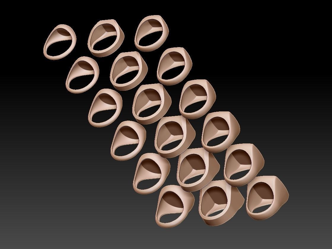 Simple ring collection 3D print model_3