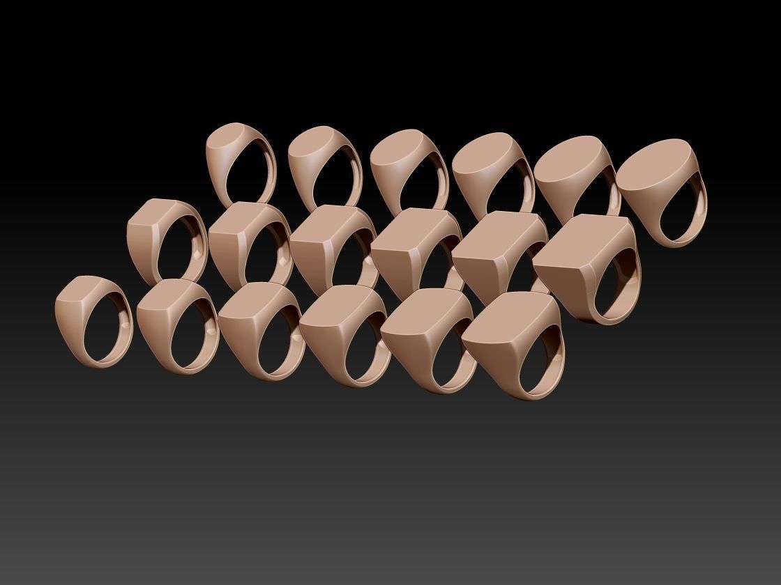 Simple ring collection 3D print model_1