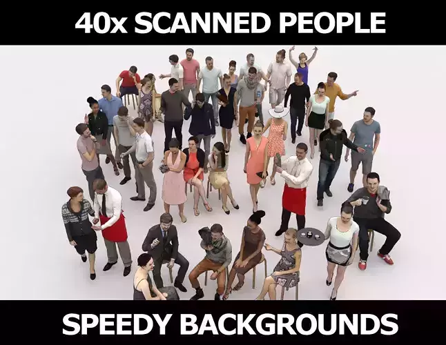 40x  Crowds Scanned Summer Casual Cafe Sitting People 