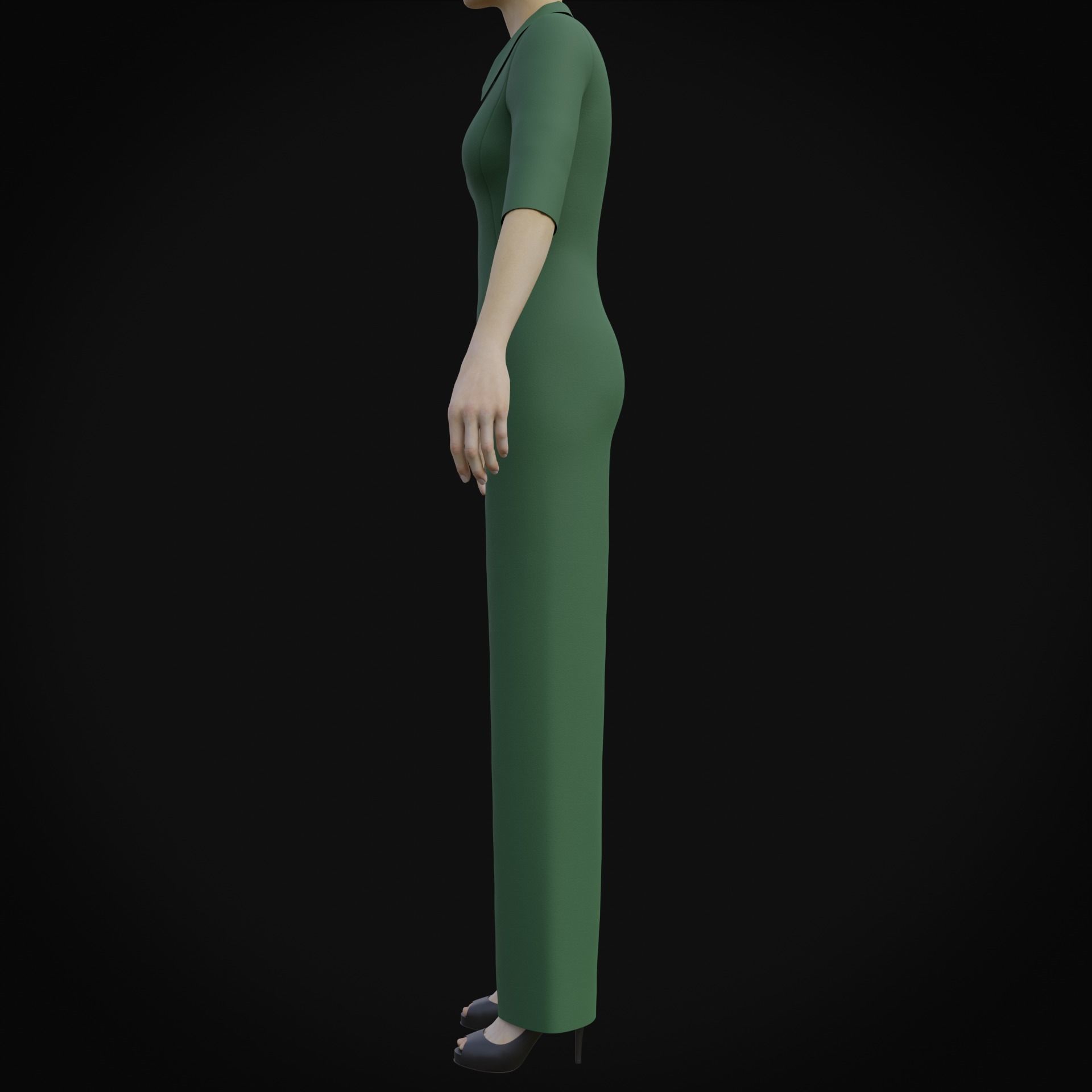 Elegant Female formal jumpsuit 3D model_6