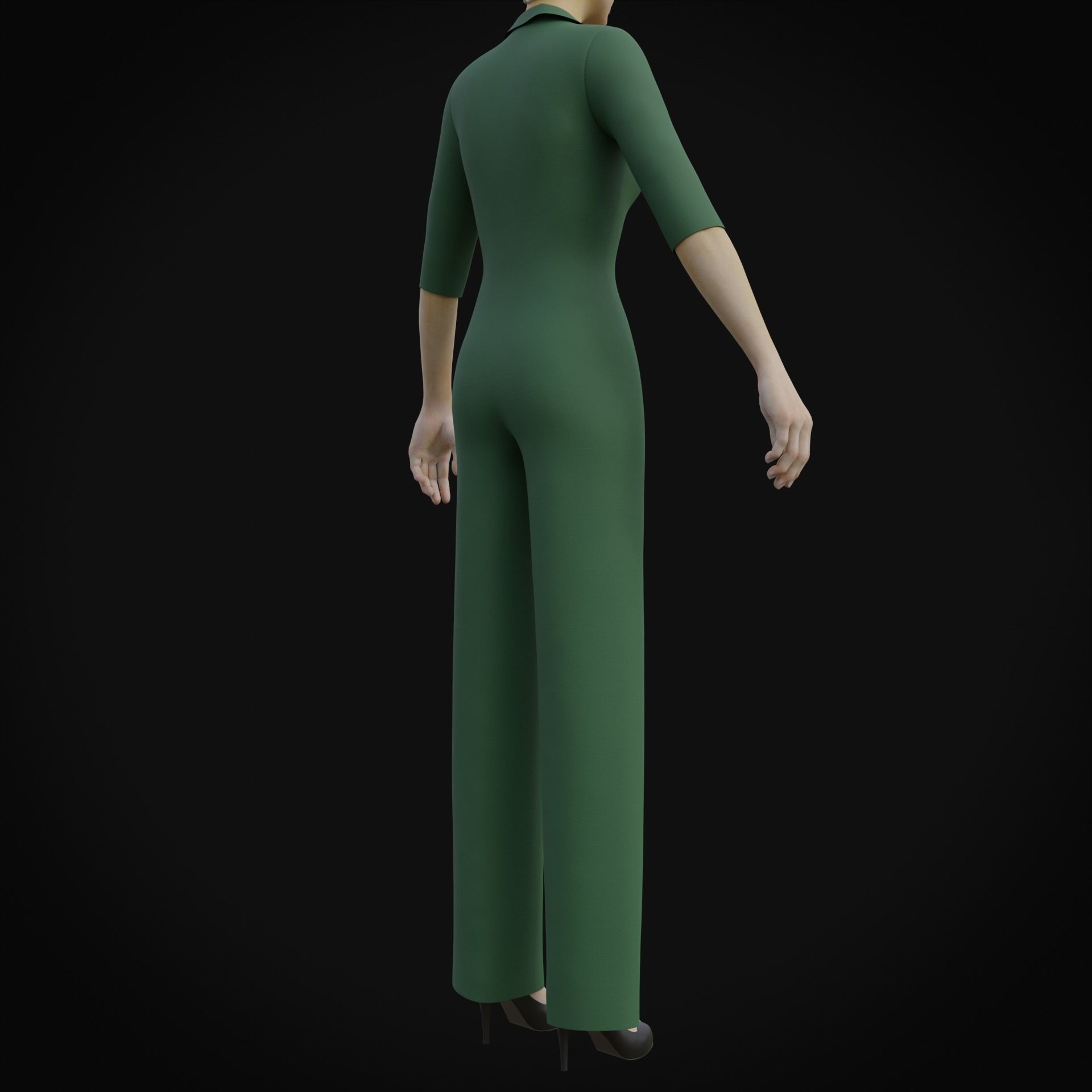 Elegant Female formal jumpsuit 3D model_4