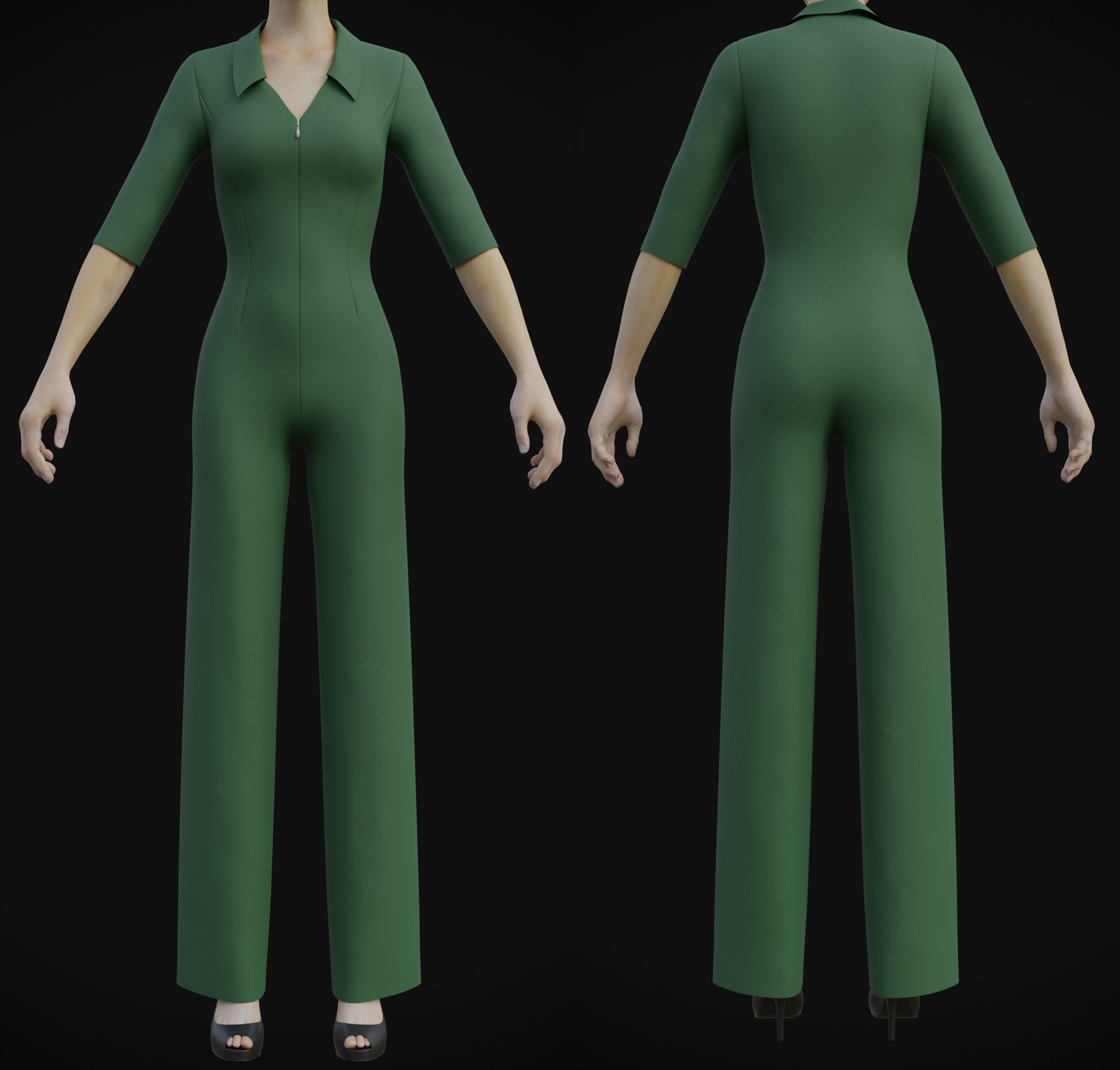 Elegant Female formal jumpsuit 3D model_37