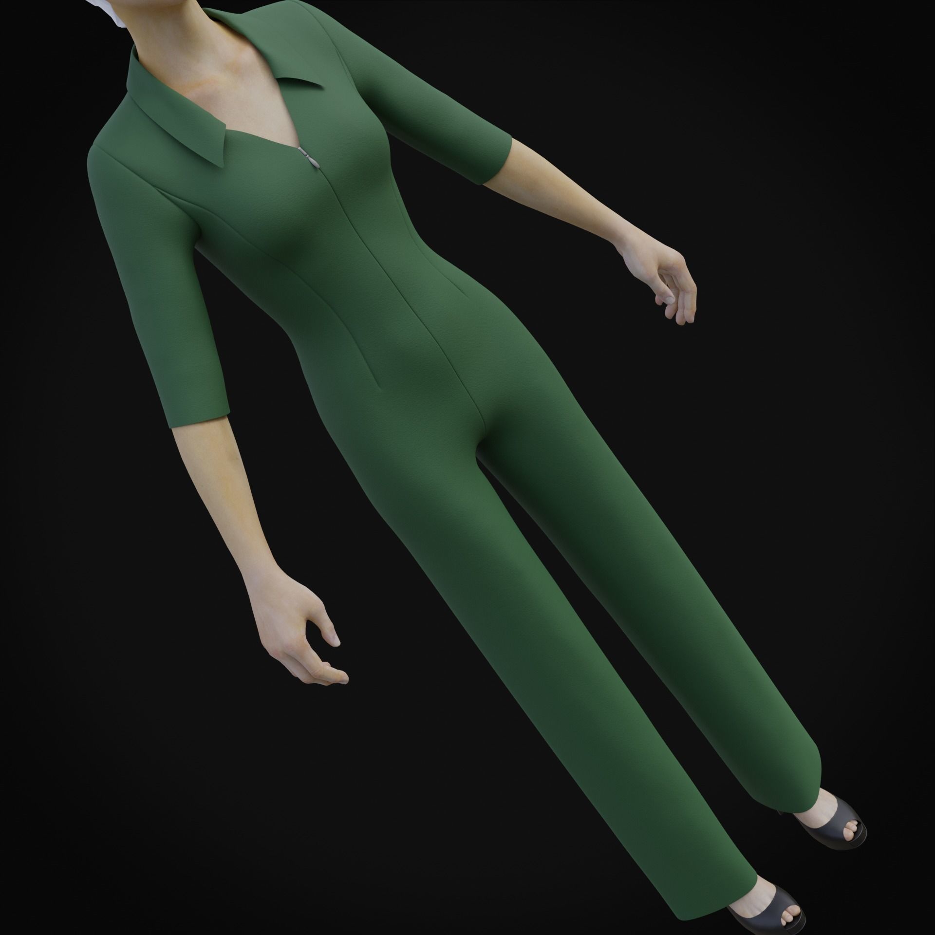 Elegant Female formal jumpsuit 3D model_13