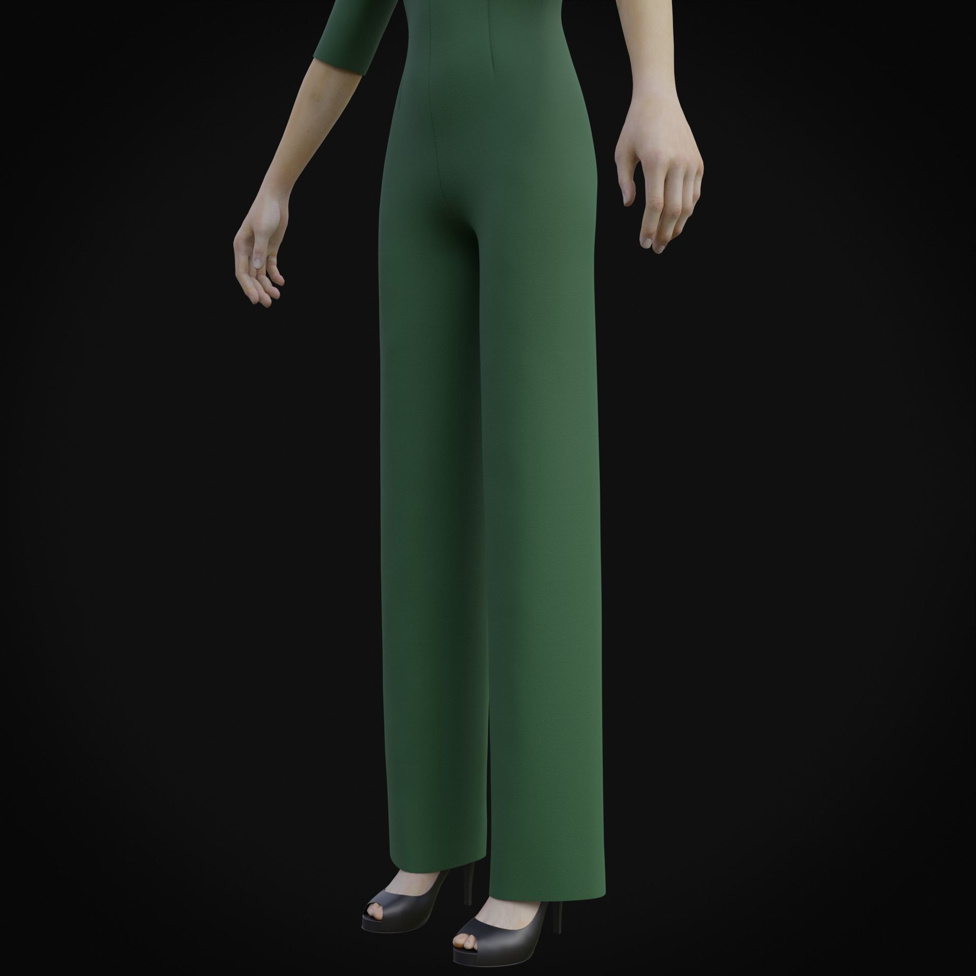 Elegant Female formal jumpsuit 3D model_11