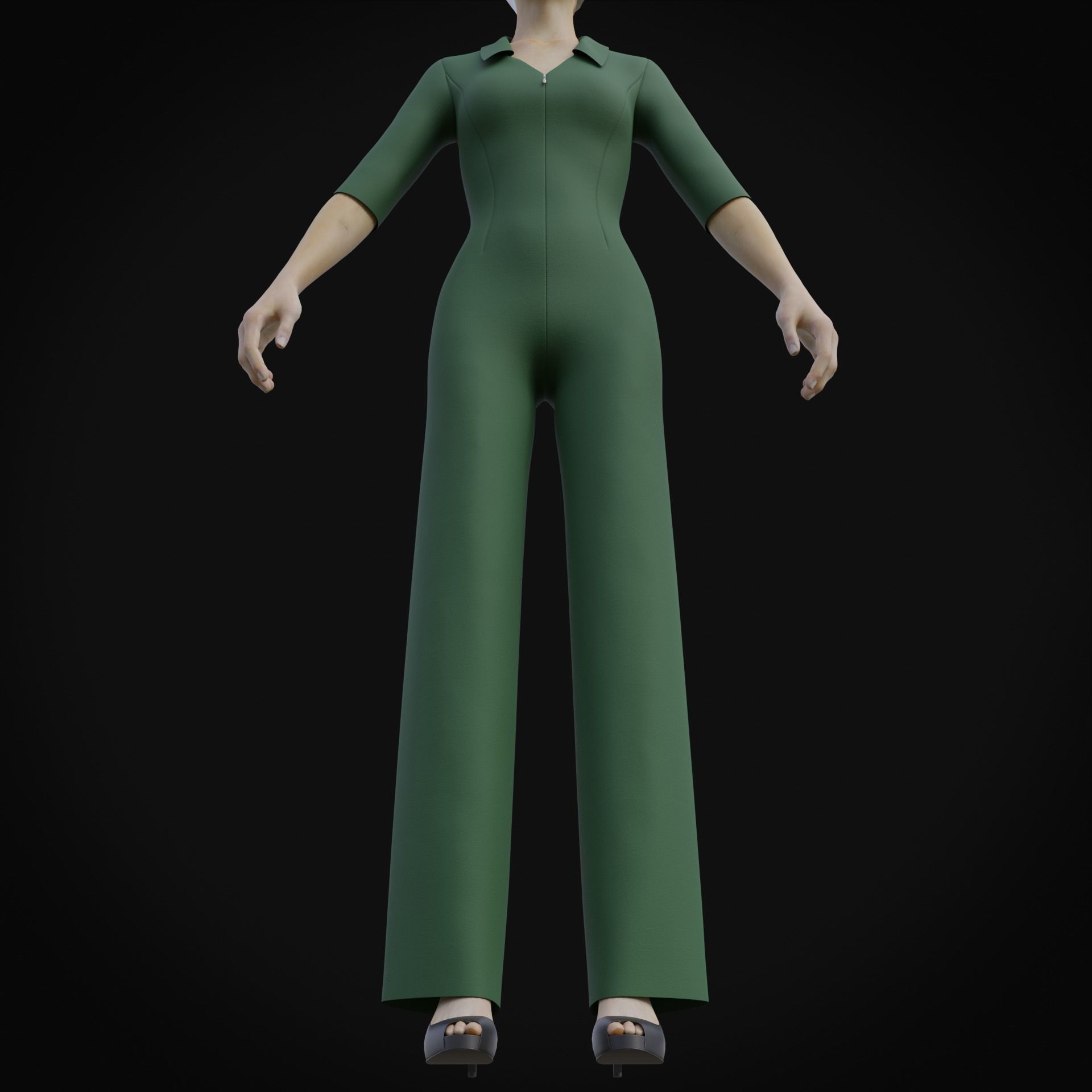 Elegant Female formal jumpsuit 3D model_12