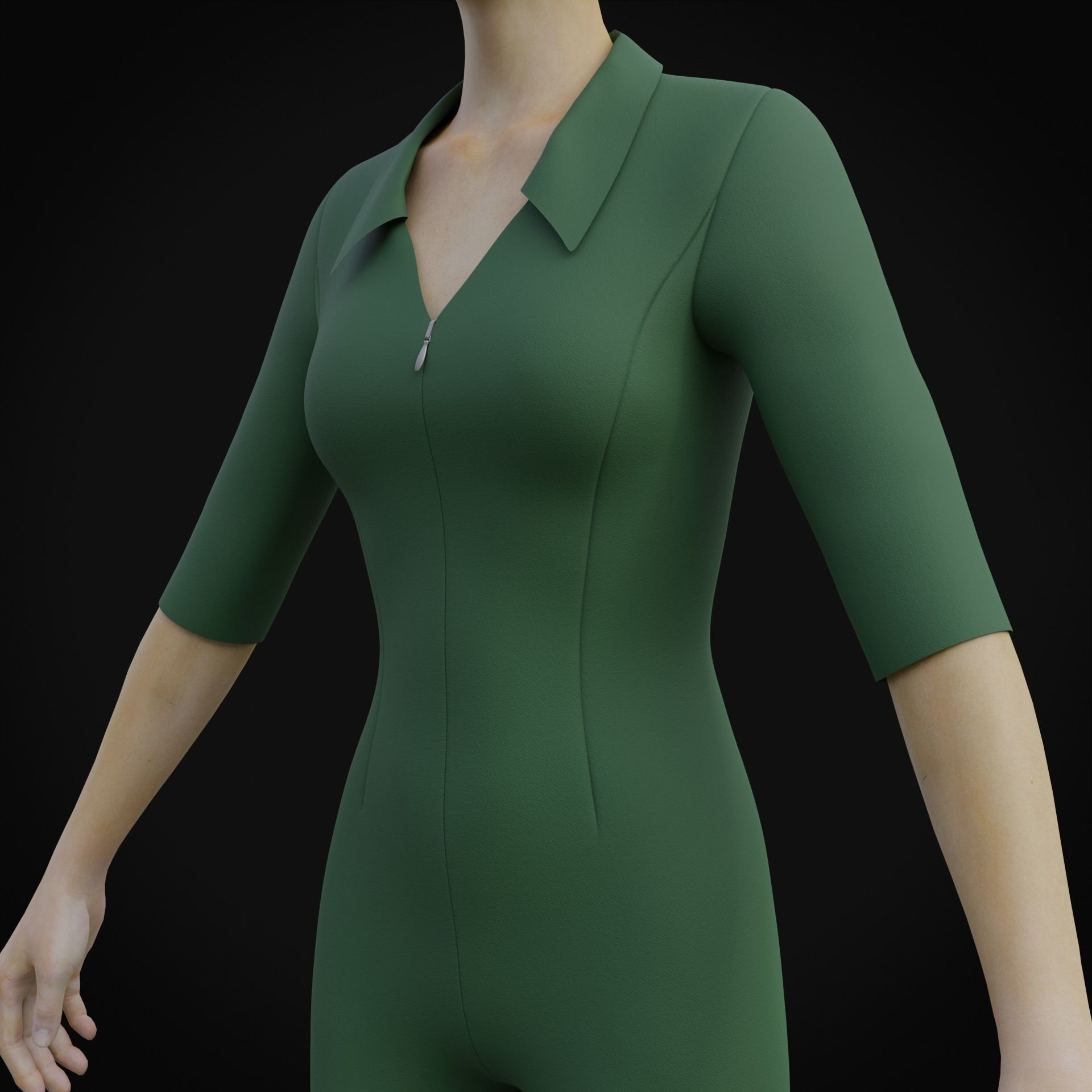 Elegant Female formal jumpsuit 3D model_7
