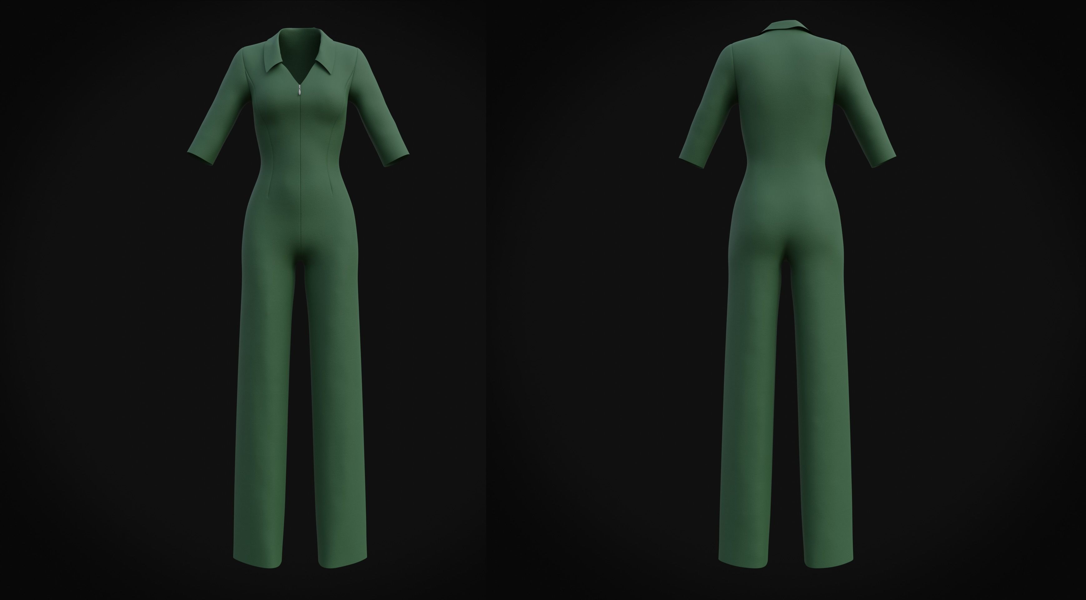Elegant Female formal jumpsuit 3D model_1