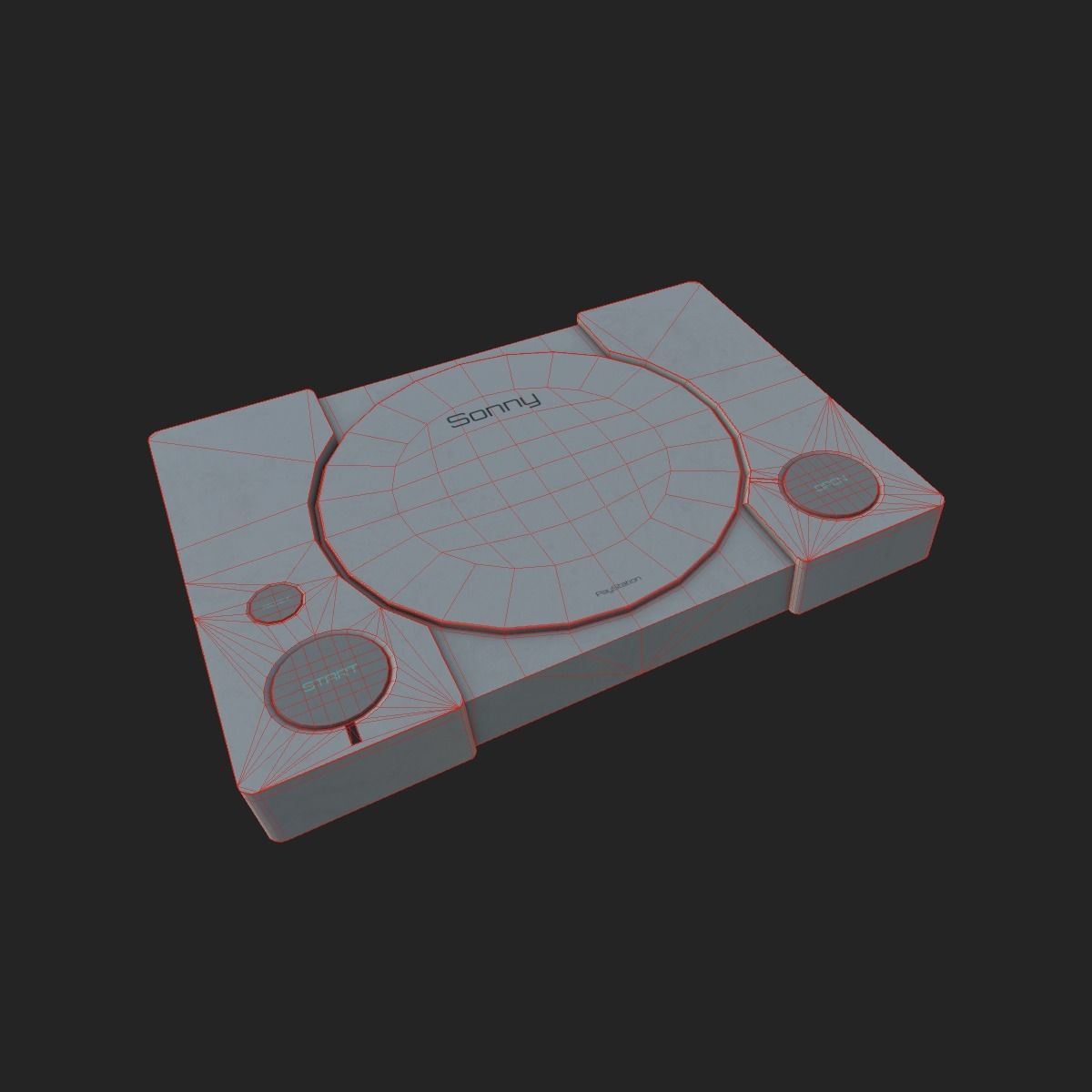 Playstation 1 console Low-poly 3D model_2