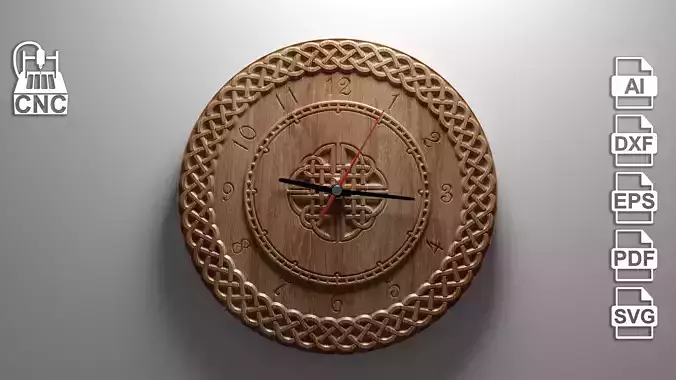 Wall Clock 2 - Files for CNC svg  dxf  eps ai pdf 3D model