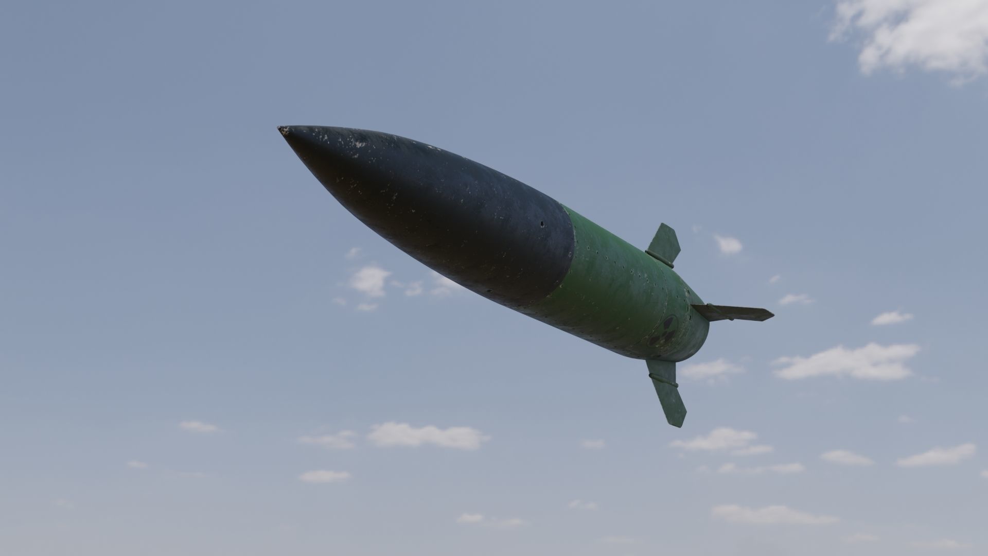 Missile 3D model flying in sky Low-poly 3D model_7