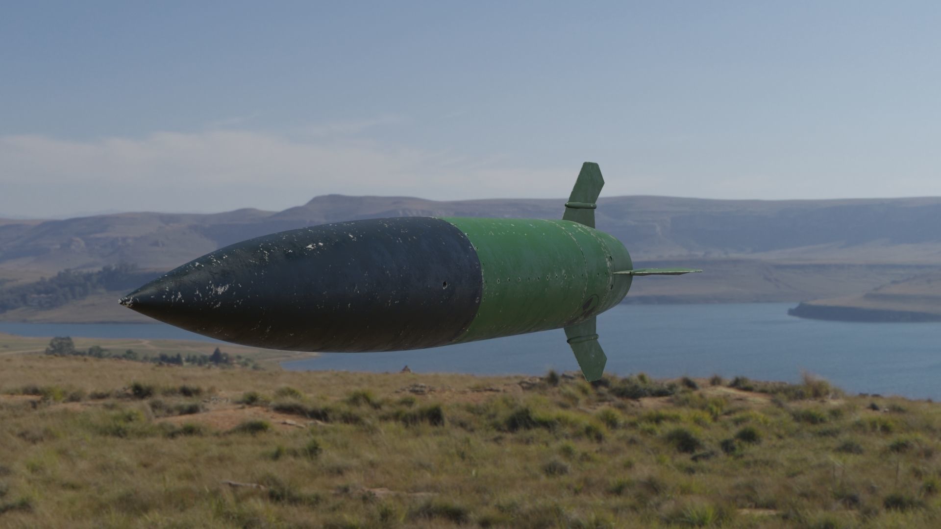 Missile 3D model flying in sky Low-poly 3D model_10