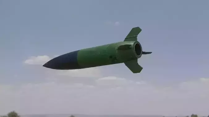 Missile 3D model flying in sky Low-poly 3D model
