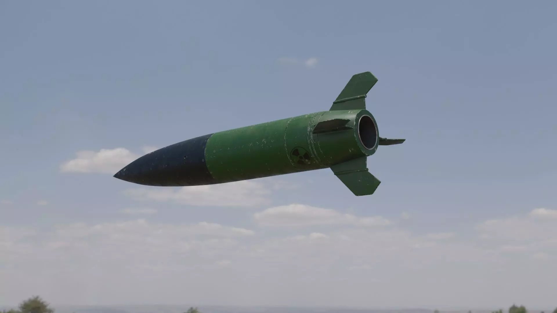 Missile 3D model flying in sky Low-poly 3D model_0