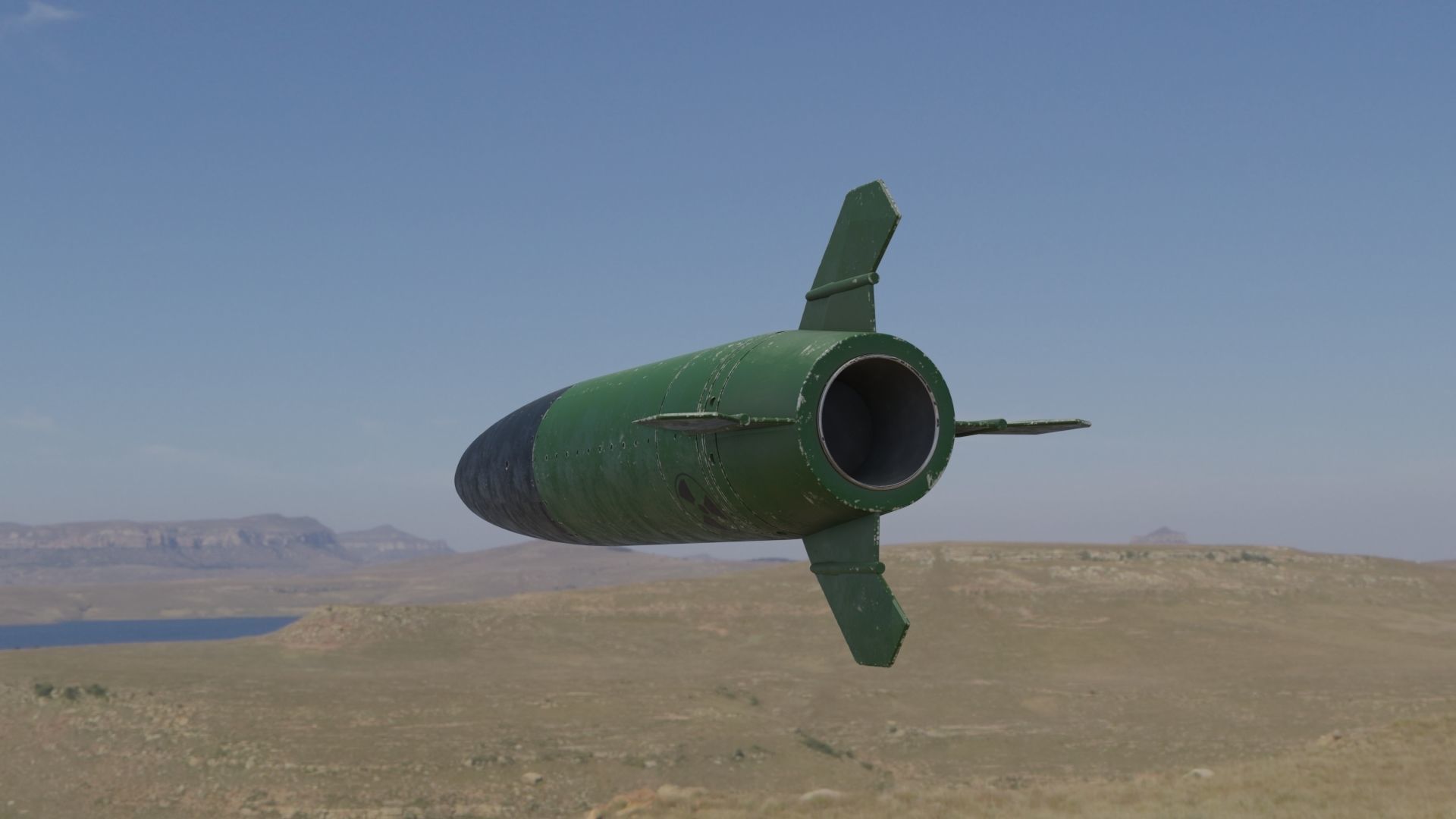 Missile 3D model flying in sky Low-poly 3D model_1