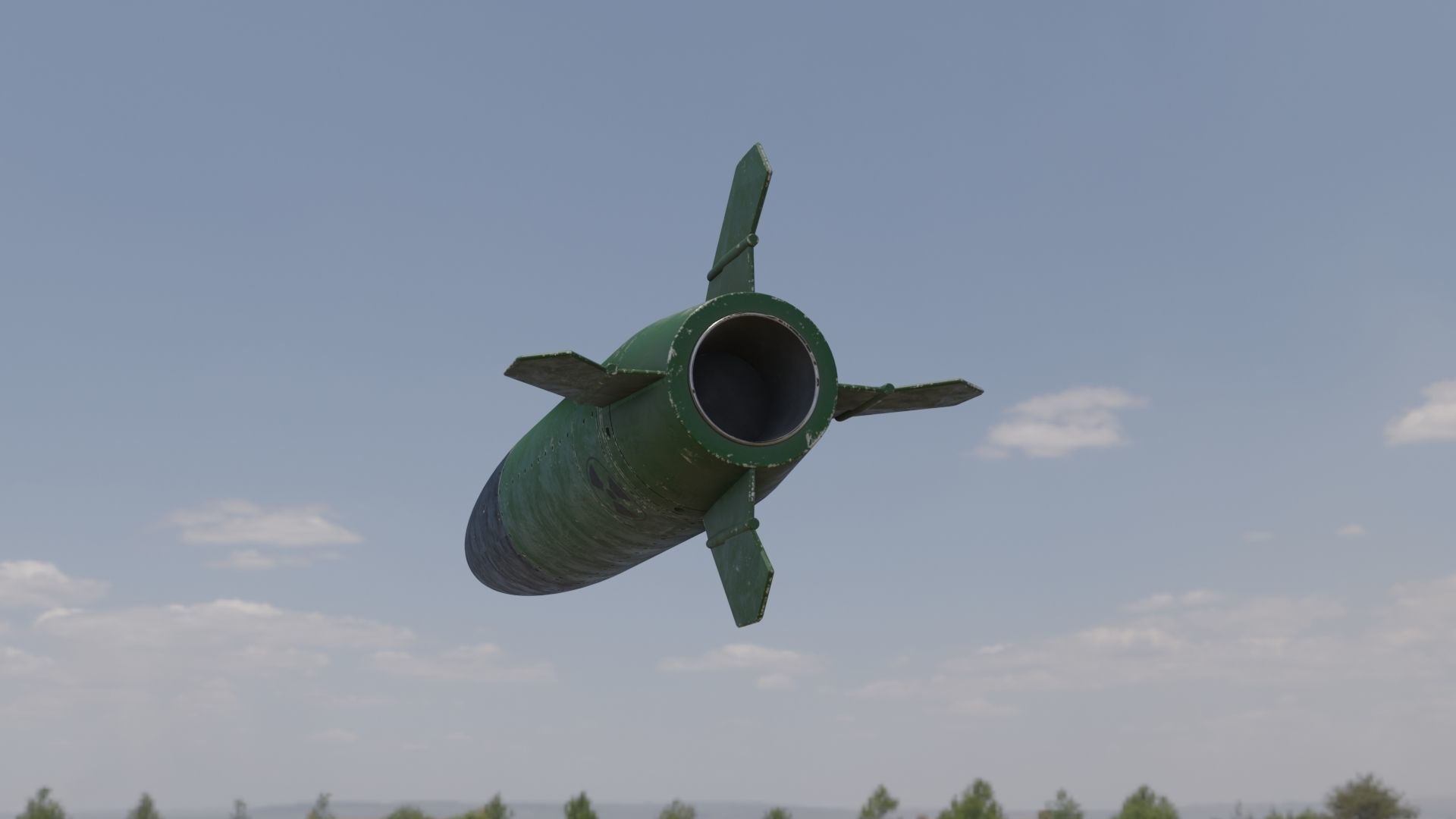 Missile 3D model flying in sky Low-poly 3D model_23