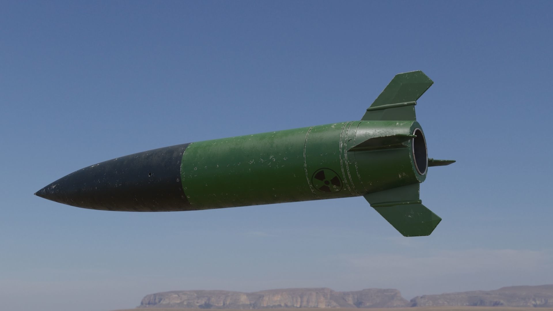 Missile 3D model flying in sky Low-poly 3D model_18