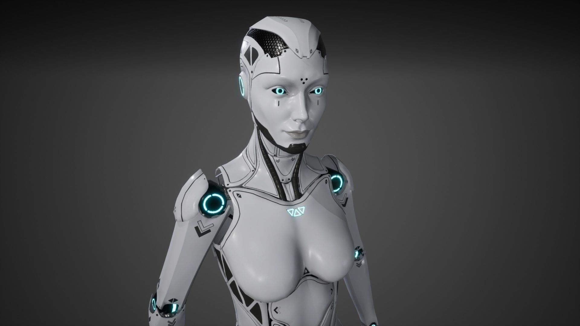 Robot Girl Low-poly 3D model_11