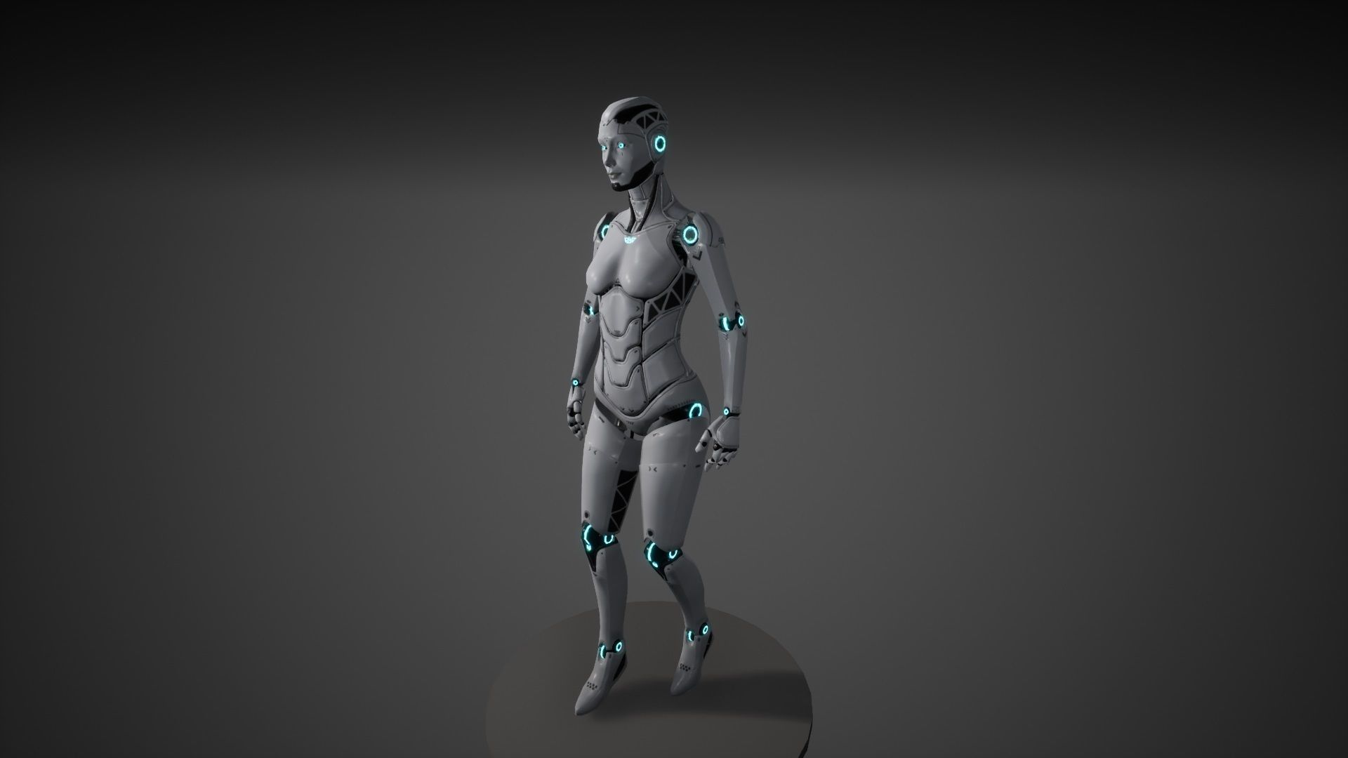 Robot Girl Low-poly 3D model_4