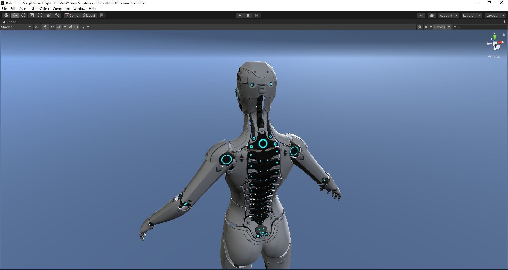 Robot Girl Low-poly 3D model_19