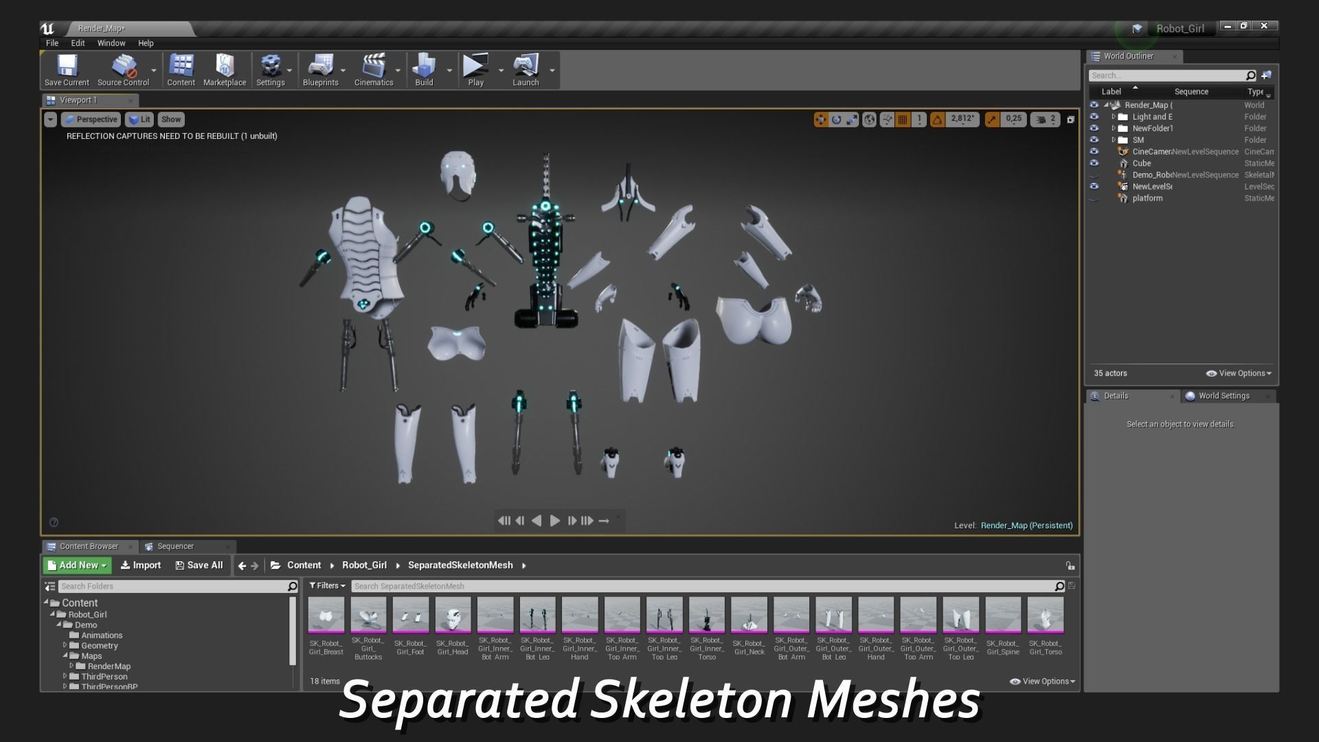 Robot Girl Low-poly 3D model_9