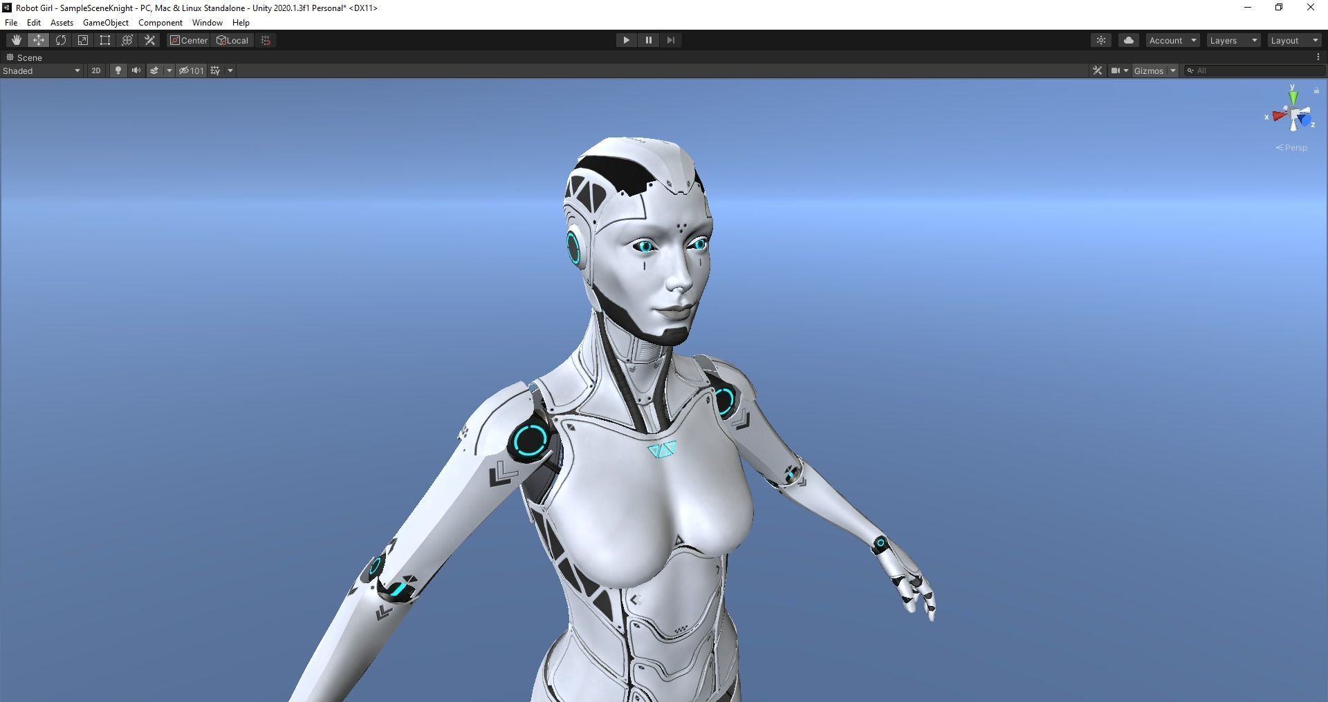 Robot Girl Low-poly 3D model_17