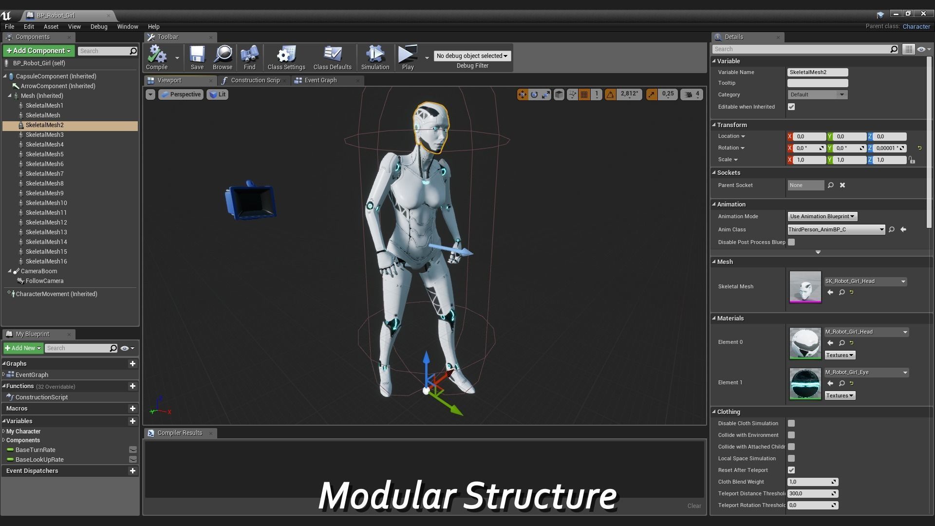 Robot Girl Low-poly 3D model_7