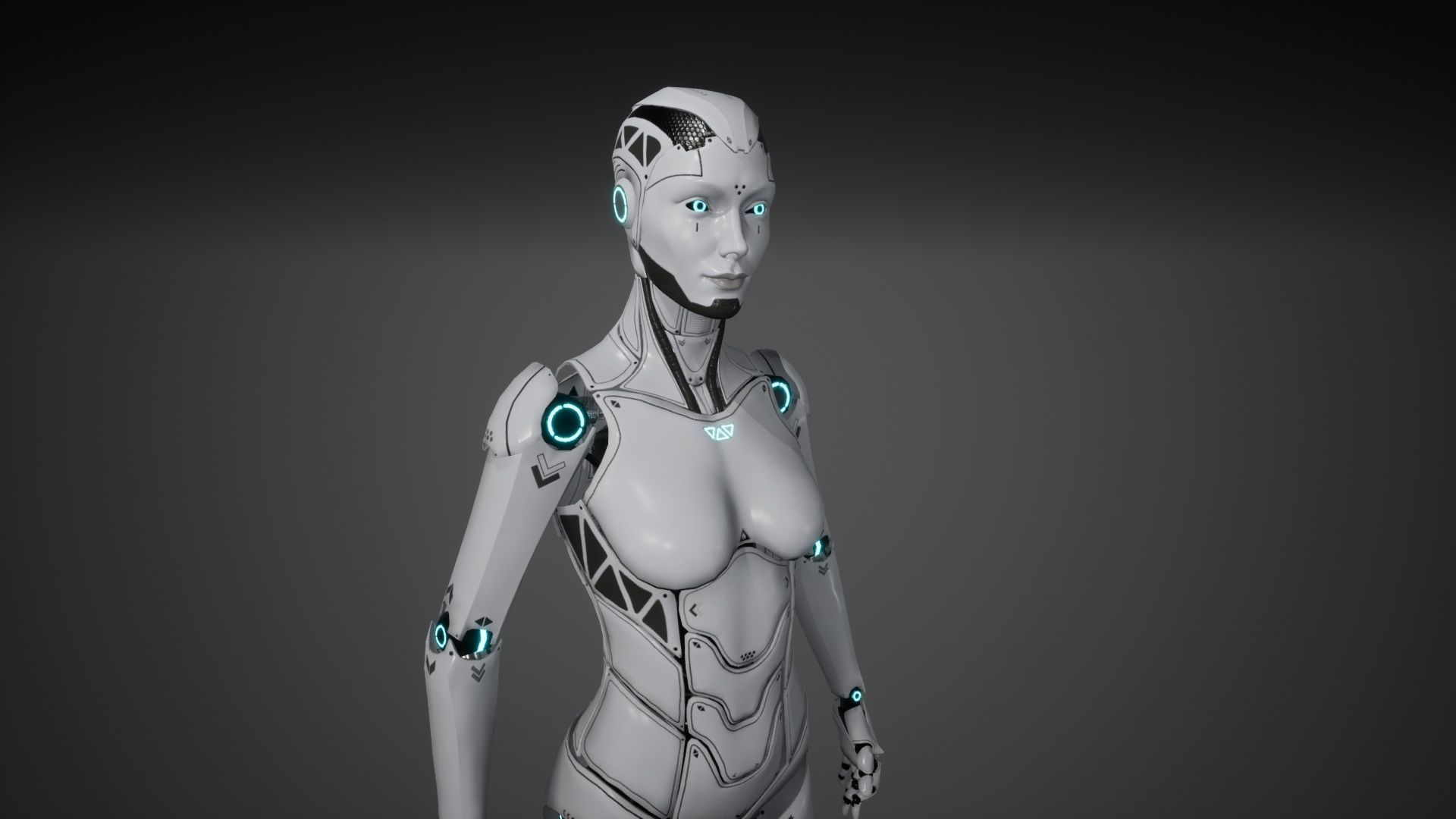 Robot Girl Low-poly 3D model_2