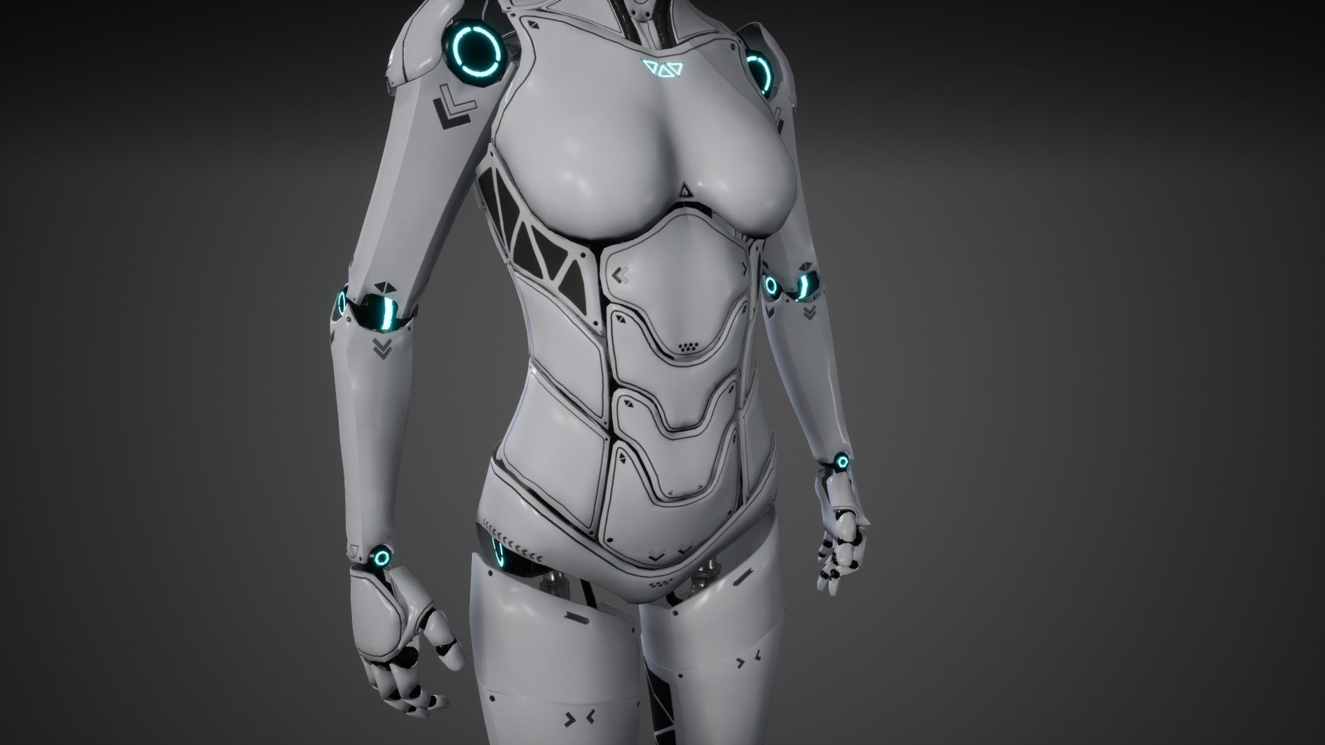 Robot Girl Low-poly 3D model_12