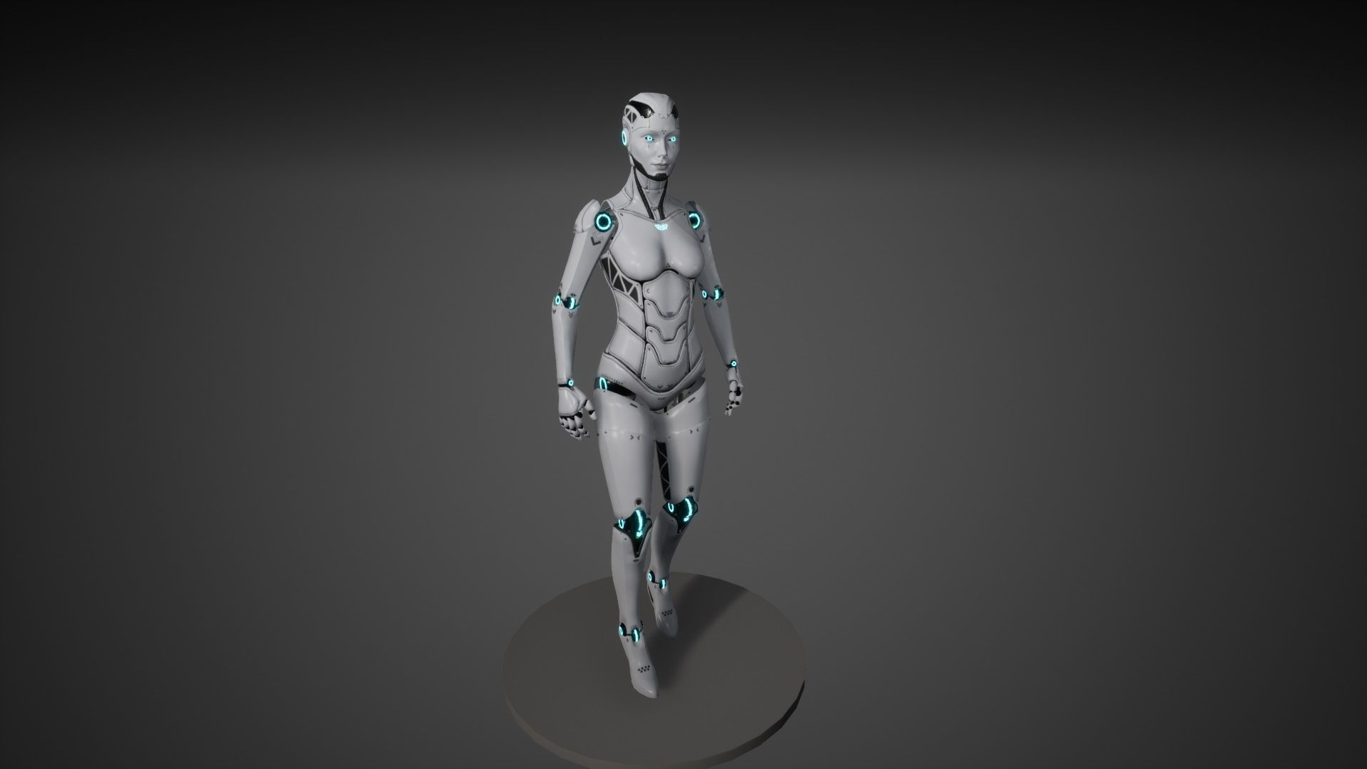 Robot Girl Low-poly 3D model_3