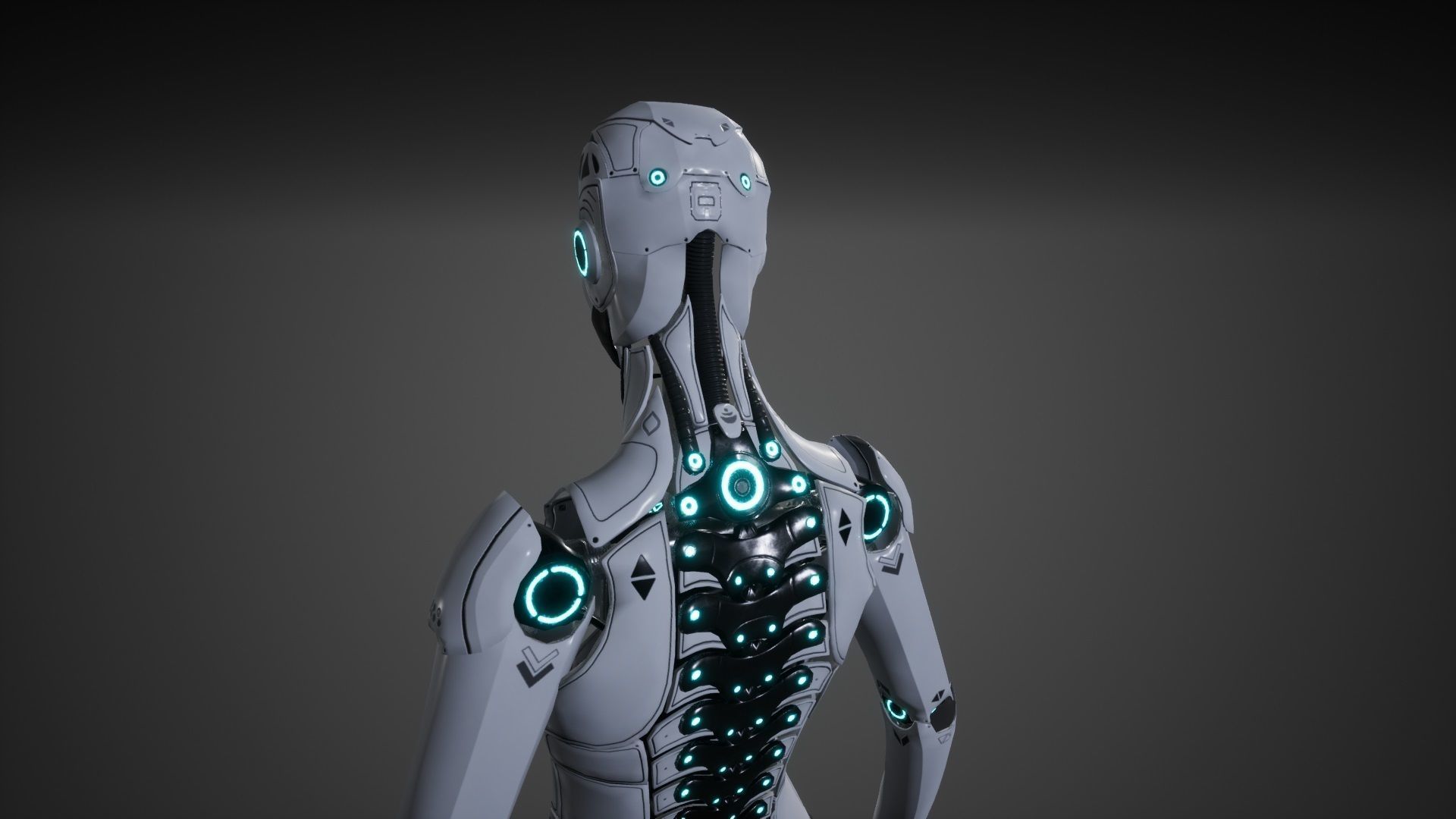 Robot Girl Low-poly 3D model_14