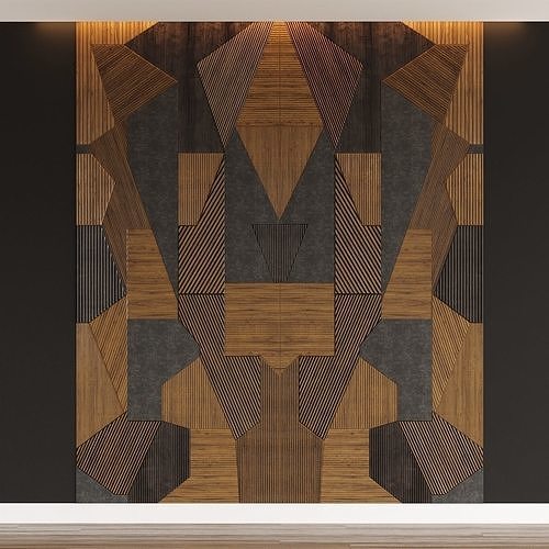 Headboard made of gray panels and MDF Low-poly 3D model