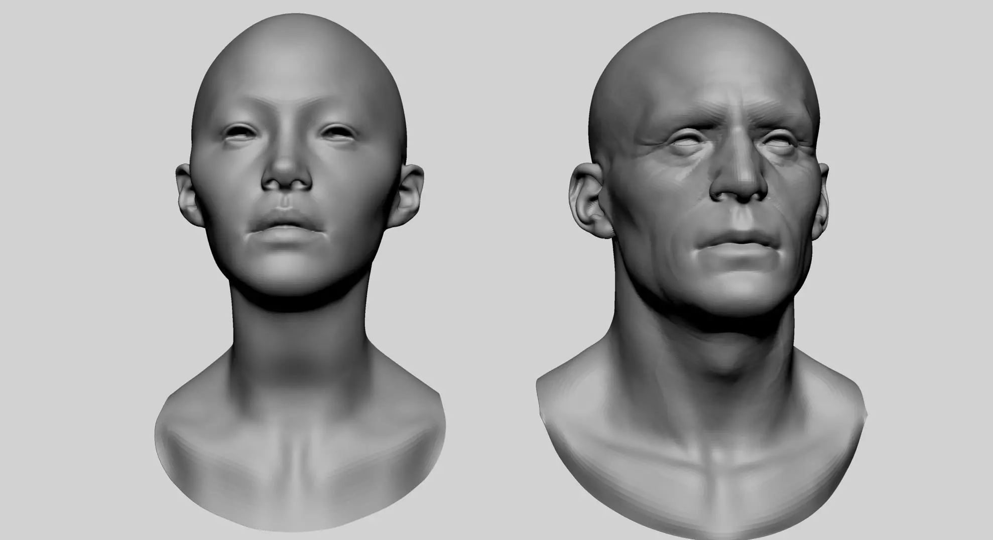 Base Male And Female Head 3D model_0