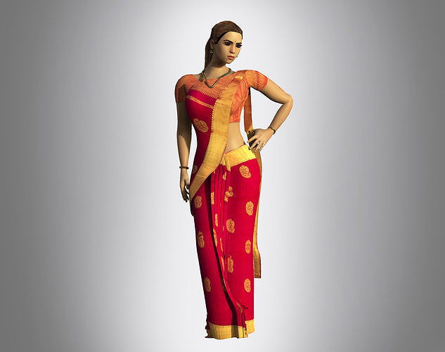 indian saree girl  Low-poly 3D model