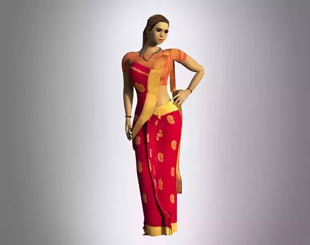 indian saree girl  Low-poly 3D model