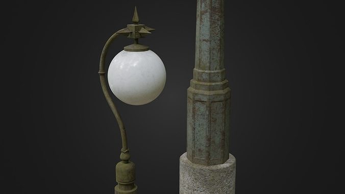 Old Worn Streetlight 03 Low-poly 3D model