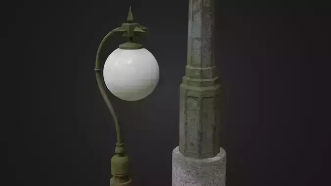 Old Worn Streetlight 03 Low-poly 3D model