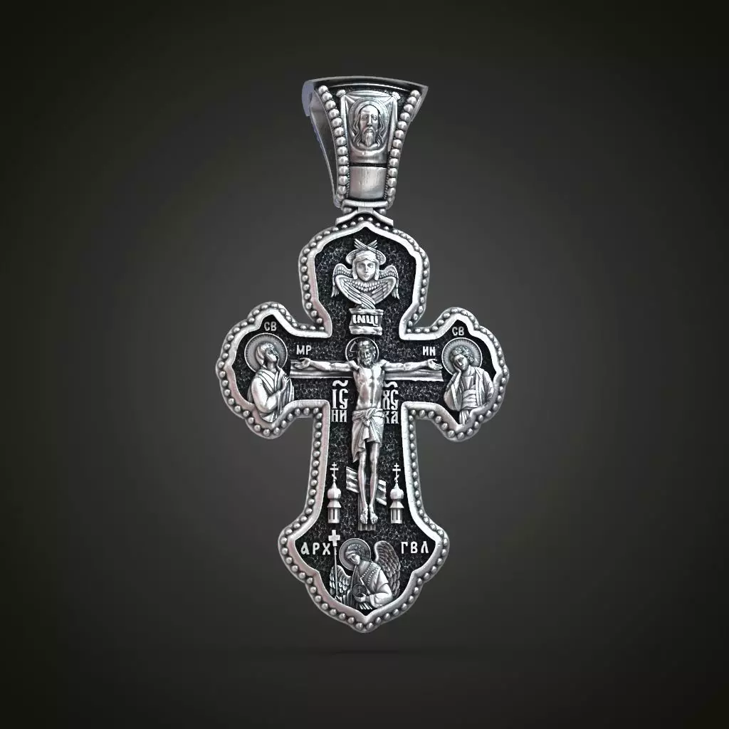 Orthodox cross archangels saints prayer 3D print model_0