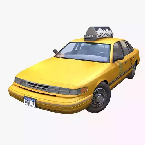 American 90s taxi sedan Low-poly 3D model