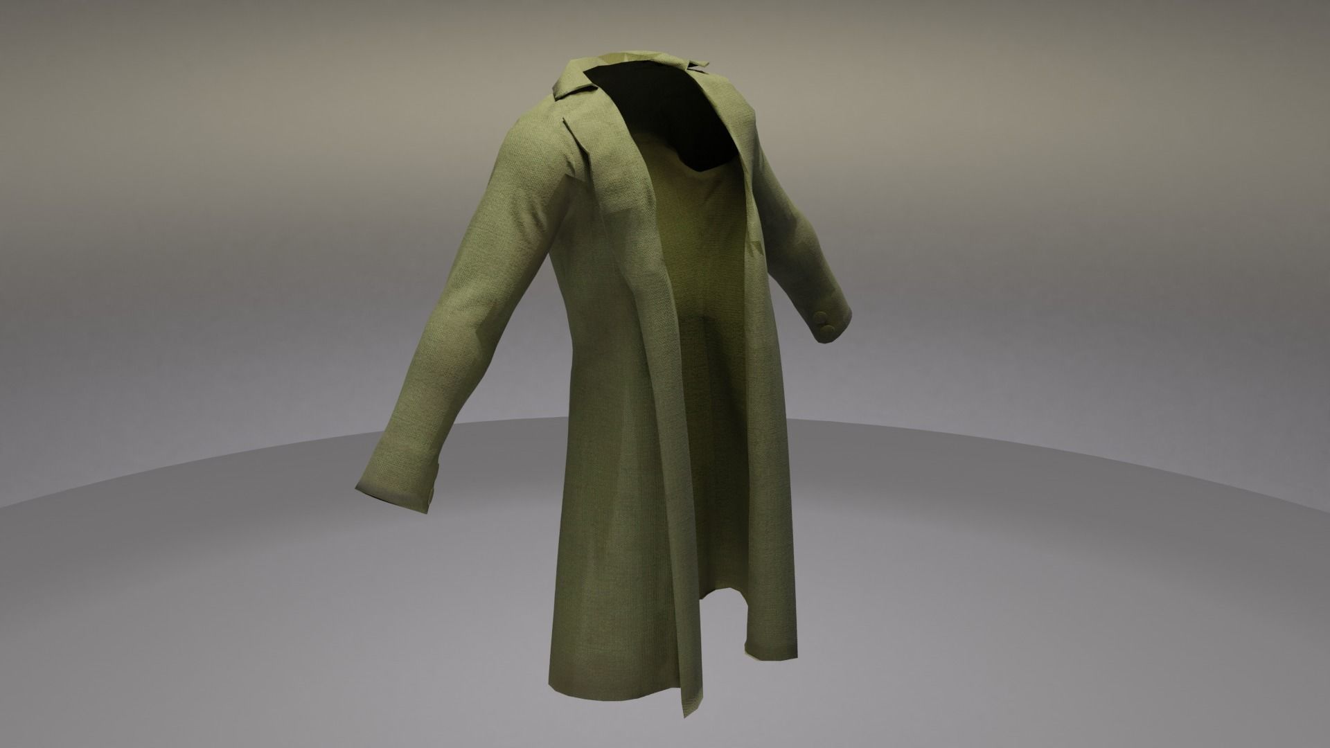 Trench Coat Low-poly 3D model_5
