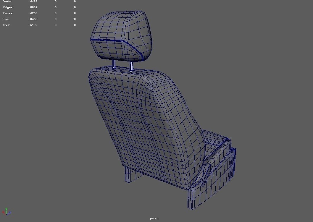Car Seat 04 Low-poly 3D model_11